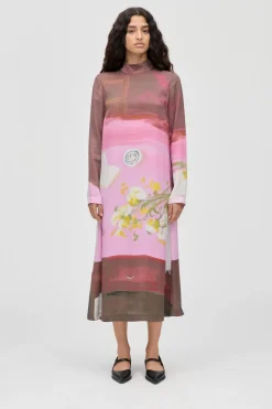 Stine Goya Kjoler<2263 Dry Viscose, Long Sleeve Midi Dresssg-ps26-d017-2263p