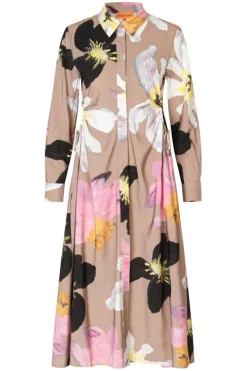 Clearance 2070 Light Fluid Ecovero, Waist Gather Shirt Midi Dresssg-pf25-d146-2070 Ammevenligt Tøj