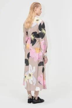 Clearance 2070 Light Fluid Ecovero, Waist Gather Shirt Midi Dresssg-pf25-d146-2070 Ammevenligt Tøj