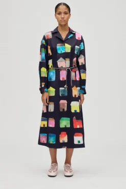 Stine Goya Kjoler|Ammevenligt Tøj<2340 Midweight Cotton, Long Sleeve Workwear Midi Dresssg-aw25-d172-2340