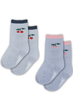 New 2 Pack Jaquard Frill Socks Ks104064 Børn Strømper & Strømpebukser