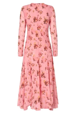 Stine Goya Kjoler<2408 Sheer Ruffling Jersey, Long Sleeve Ruffling Midi Dresssg-aw25-d161-2408