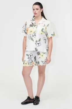 Stine Goya T-Shirts & Toppe|Ammevenligt Tøj<2133 Tencel, Scalloped Short Sleeve Shirtsg-pf25-s027-2133