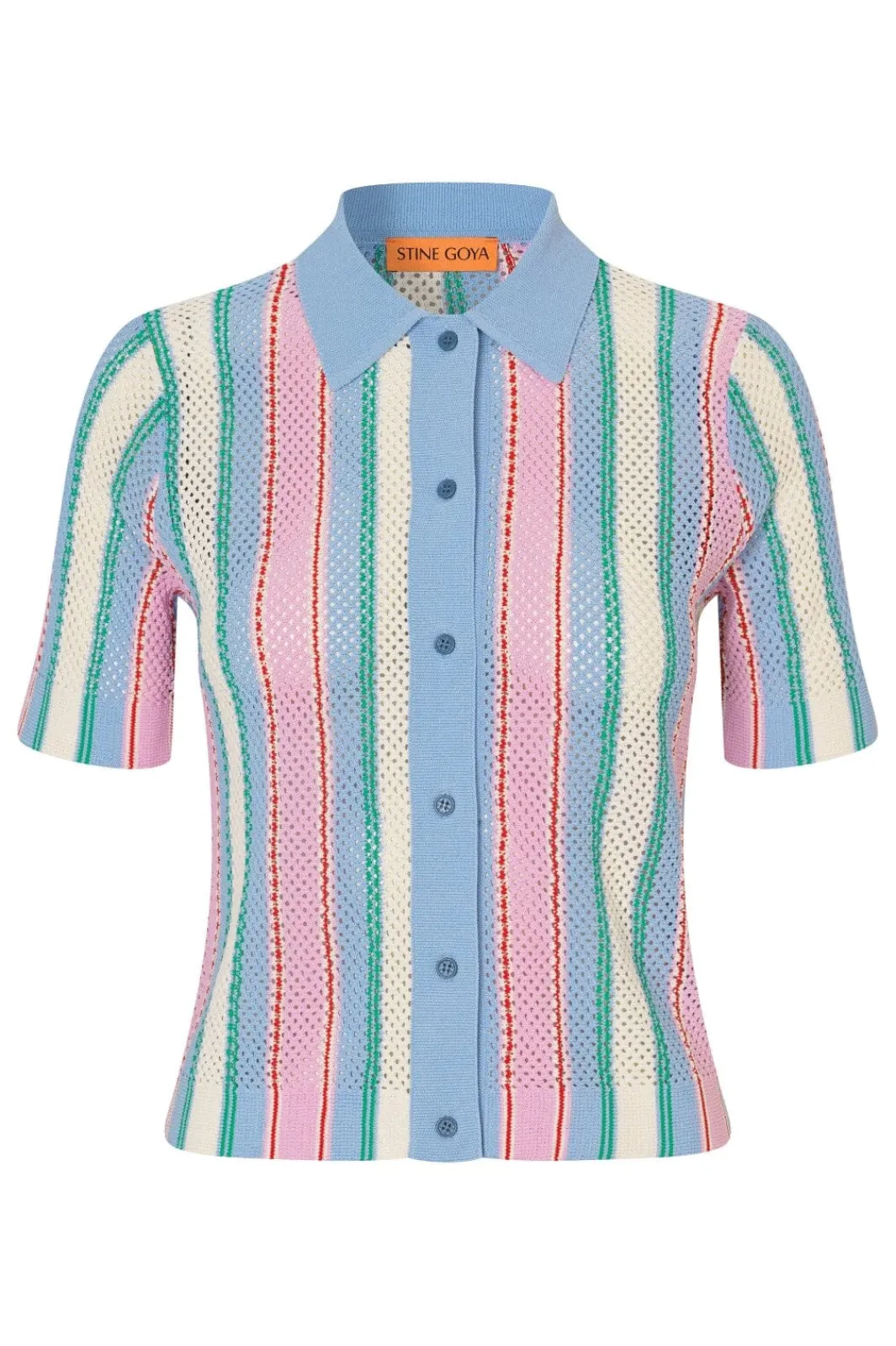 Outlet 2100 Tricot Knit, Short Sleeve Crochet Polosg-pf25-k038-2100 T-Shirts & Toppe|Ammevenligt Tøj