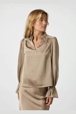 Neo Noir Bluser & Skjorter<Amara Heavy Satin Bedaz Blouse 166578