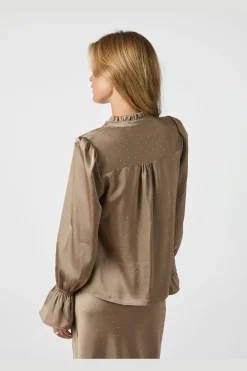 Neo Noir Bluser & Skjorter<Amara Heavy Satin Bedaz Blouse 166578