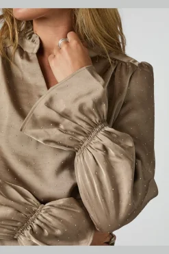 Neo Noir Bluser & Skjorter<Amara Heavy Satin Bedaz Blouse 166578