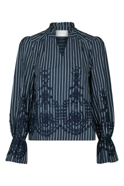New Amara Stripe Emb Blouse 163363 Bluser & Skjorter