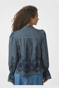 New Amara Stripe Emb Blouse 163363 Bluser & Skjorter
