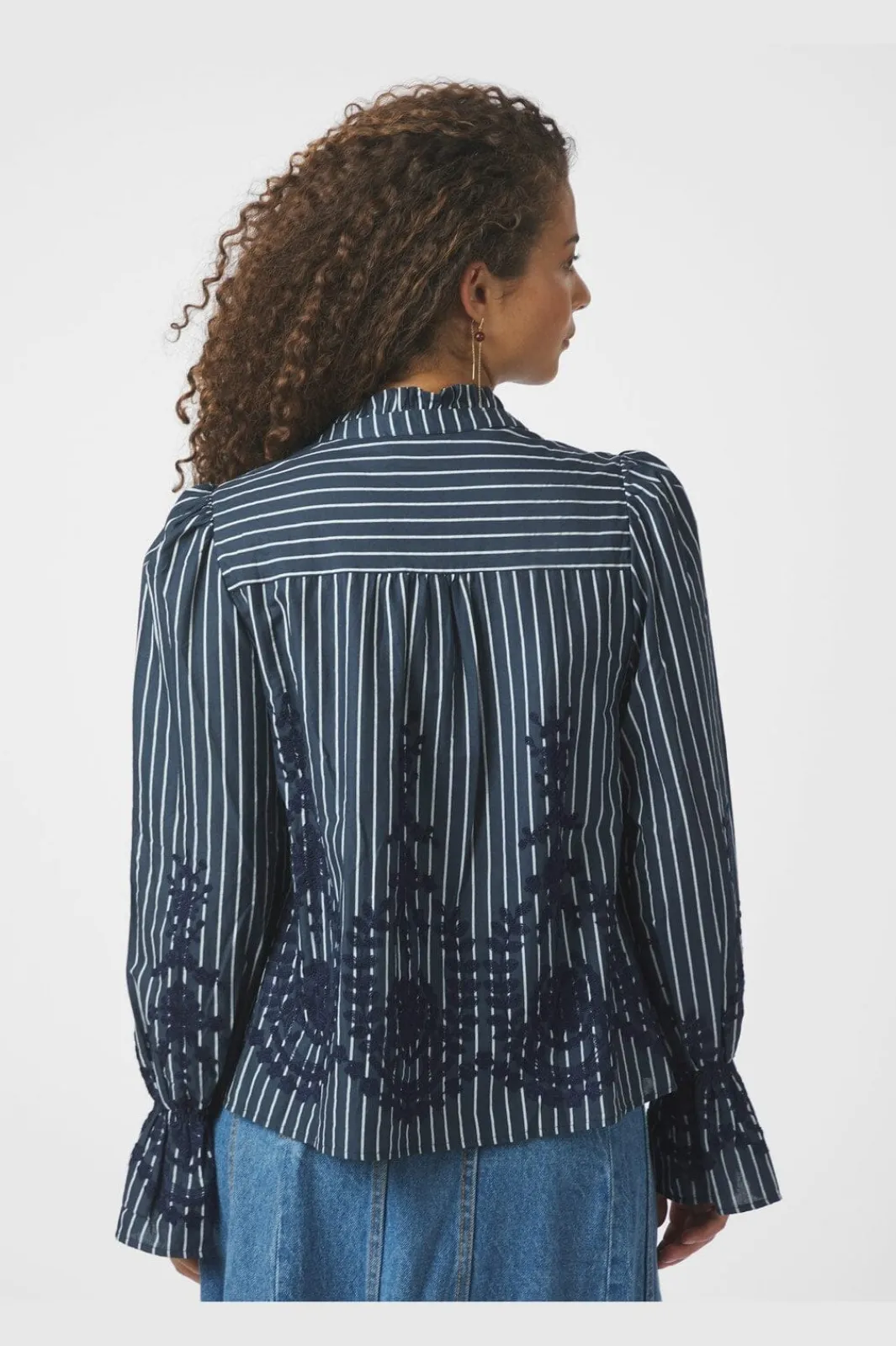 New Amara Stripe Emb Blouse 163363 Bluser & Skjorter