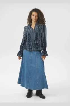 New Amara Stripe Emb Blouse 163363 Bluser & Skjorter