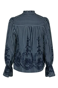 New Amara Stripe Emb Blouse 163363 Bluser & Skjorter
