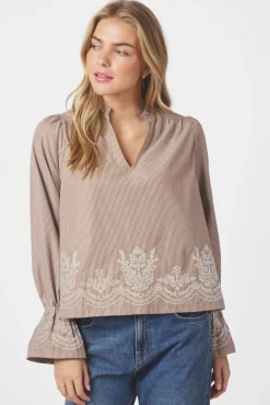Sale Amara Striped Emb Blouse 166705 Bluser & Skjorter