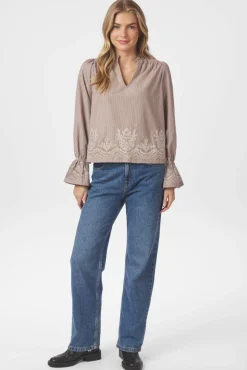 Sale Amara Striped Emb Blouse 166705 Bluser & Skjorter