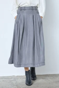Hot Anyacc Denim Pleat Skirt 34181 Nederdele