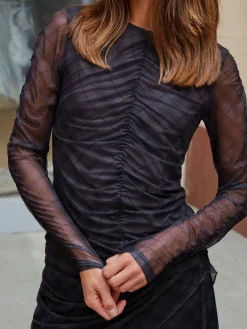 Neo Noir Sæt 🛍️|Bluser & Skjorter<Bea Check Mesh Blouse 167294