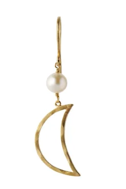 Stine A Øreringe<Bella Moon Earring With Pearl Goldenen