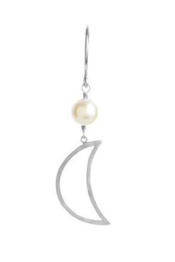 Bella Moon Earring With Pearl Silver Øreringe