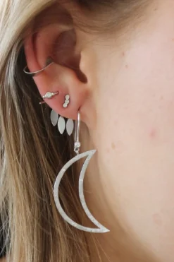 Stine A Øreringe<Big Bella Moon With Stones Earring Silver