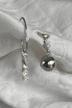 Stine A Øreringe<Big Dot Creol With Silver Splash