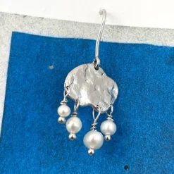 Hot Big Goldenen Splash Earring – Elegant Pearls Silver Øreringe