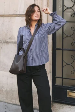 Hot Brielle Twill Stripe Shirt Bluser & Skjorter|Ammevenligt Tøj