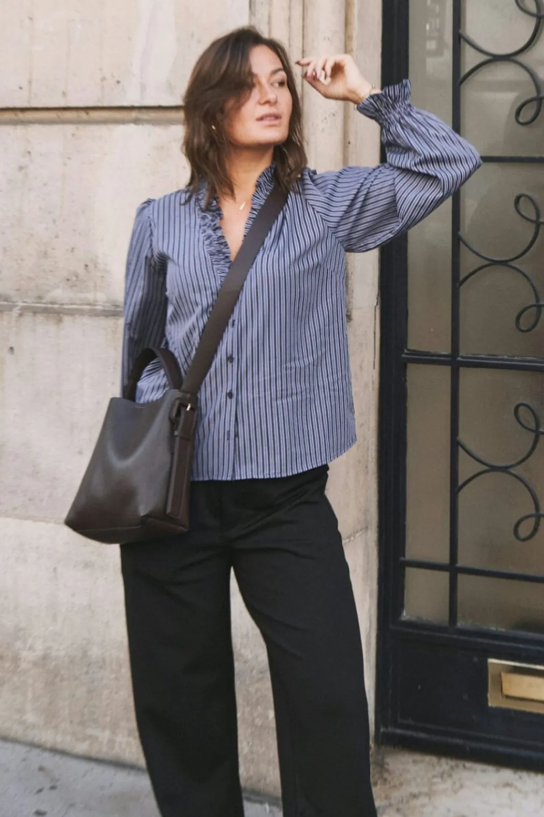 Hot Brielle Twill Stripe Shirt Bluser & Skjorter|Ammevenligt Tøj