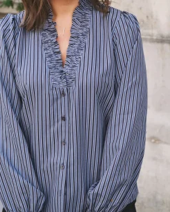 Hot Brielle Twill Stripe Shirt Bluser & Skjorter|Ammevenligt Tøj
