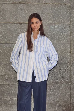 Haute L'Amitié Bluser & Skjorter|Ammevenligt Tøj<Button Down Stripe Shirt HL10257