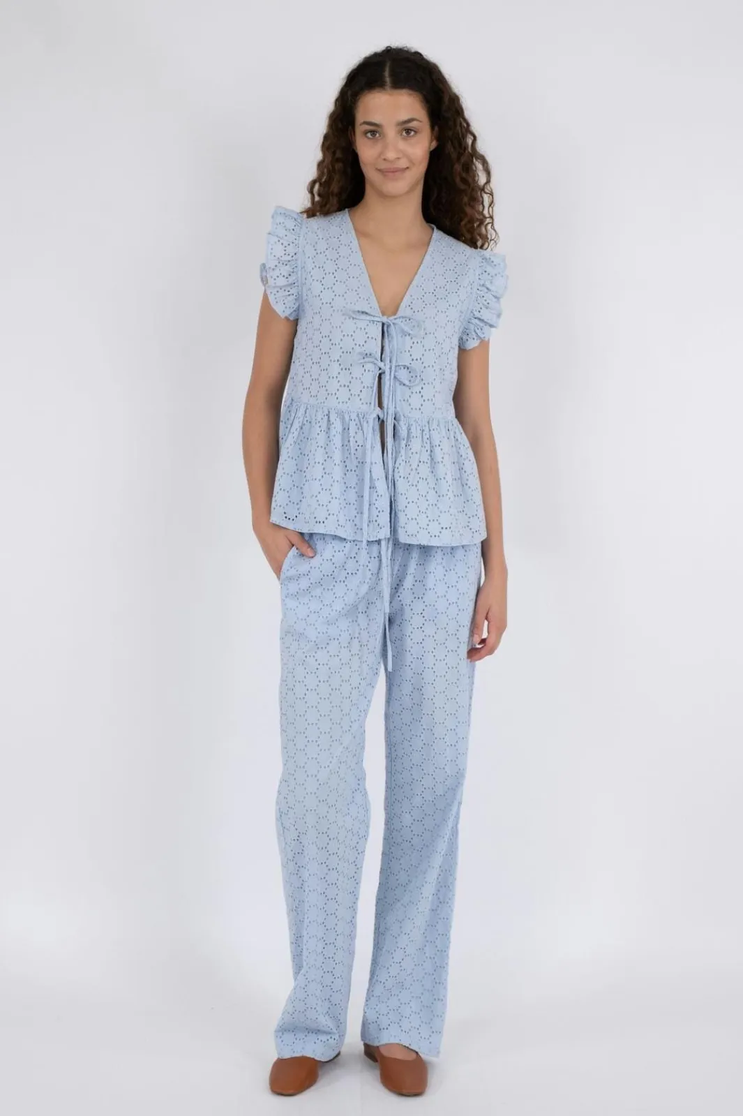 Outlet Claira Broiderie Pants Bukser, Jeans & Leggings