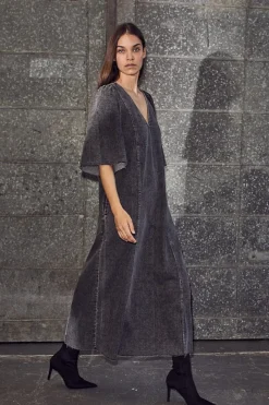 Hot Denim Hem Dress Black HL10357 Kjoler