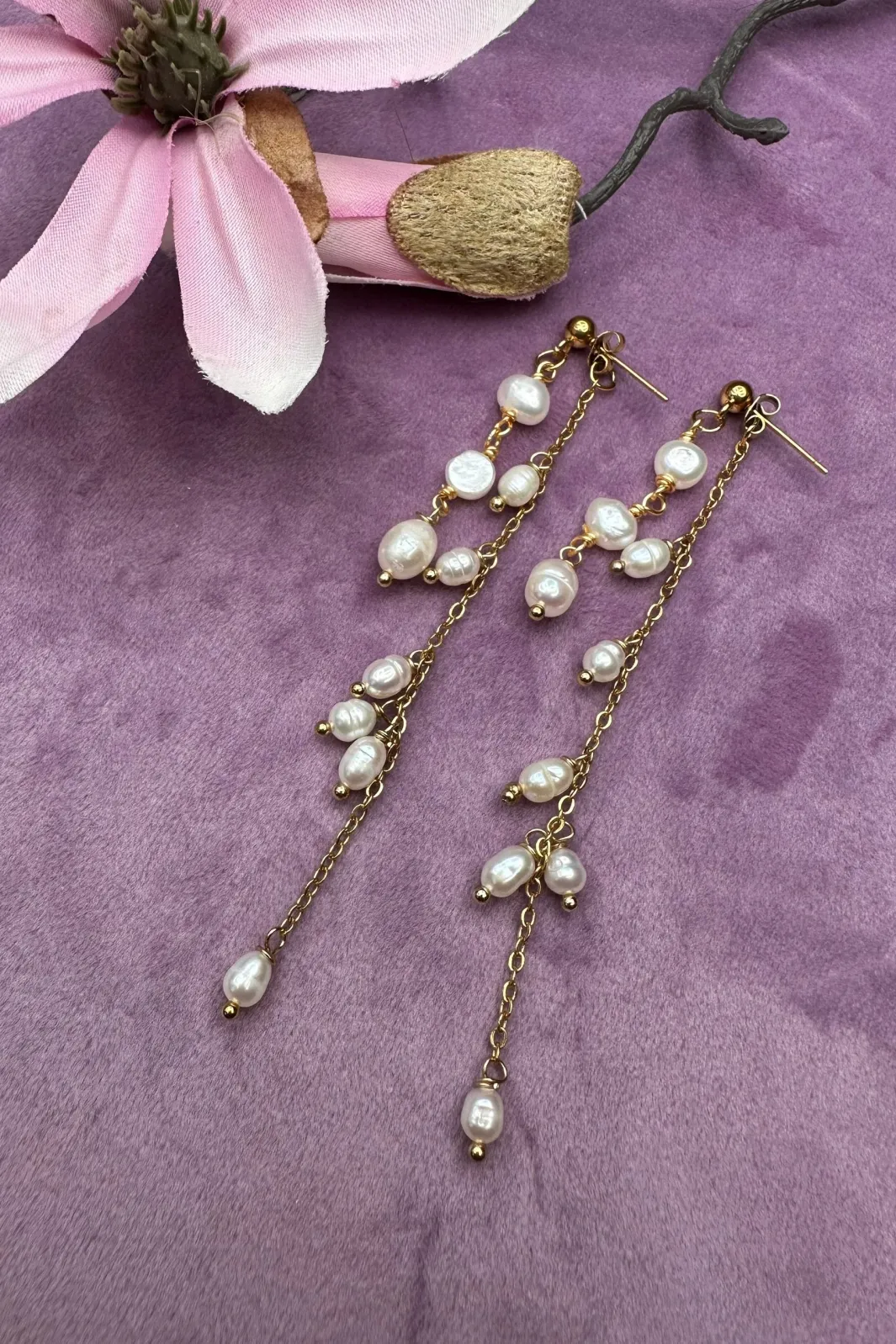 Online Double String Pearl Earring Øreringe