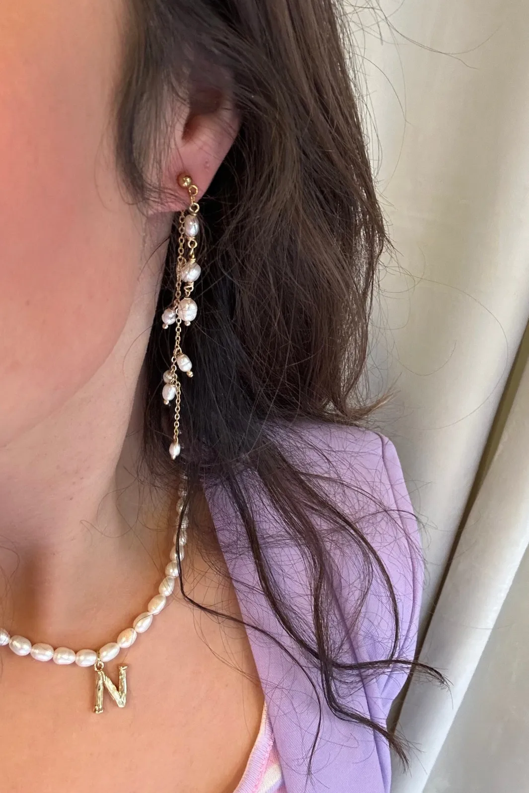 Online Double String Pearl Earring Øreringe
