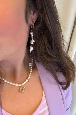 Mellow Moon Øreringe<Double String Pearl Earring Long