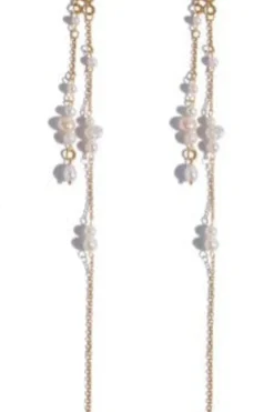 Mellow Moon Øreringe<Double String Pearl Earring Long