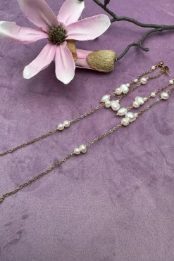 Mellow Moon Øreringe<Double String Pearl Earring Long