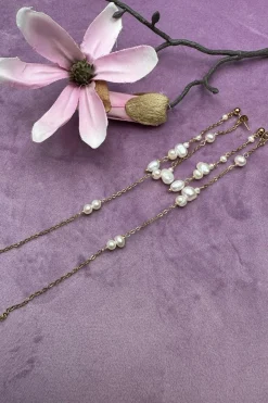 Mellow Moon Øreringe<Double String Pearl Earring Long