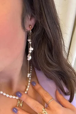 Mellow Moon Øreringe<Double String Pearl Earring Long