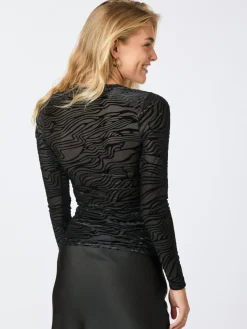Neo Noir Bluser & Skjorter<Ella Zebra Burnout Blouse