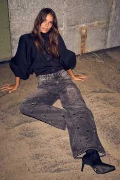 Haute L'Amitié Bukser, Jeans & Leggings<Eyelet Patch Jeans HL10337
