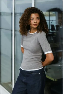 Neo Noir Strik|Bluser & Skjorter<Fauna Double Knit Tee 166372