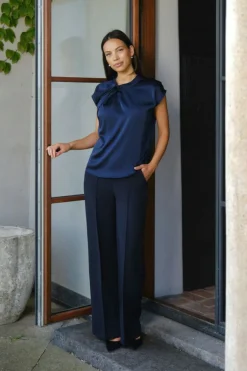 Best Fleur Drapy Satin Blouse 160990 Bluser & Skjorter