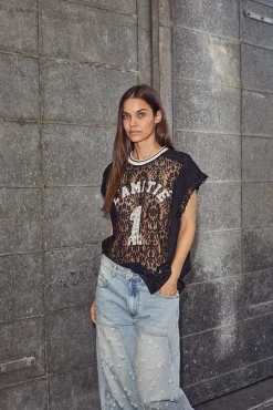 Sale Football Lace Frill Top HL10124 T-Shirts & Toppe