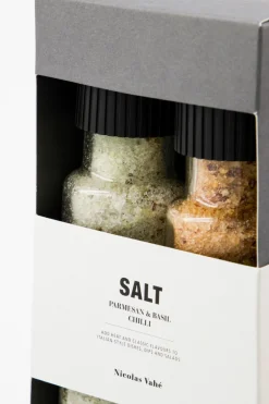 Nicolas Vahé Salte & Krydderier<Gaveæske, Parmesan & Basil salt & Chilli salt