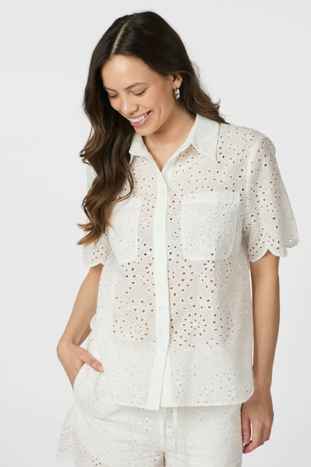 Best Gessie Embroidery Shirt 165383 Bluser & Skjorter|Ammevenligt Tøj