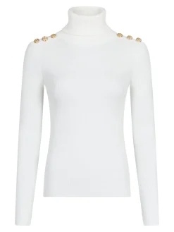 Clearance Gold Button Knit Roll Blouse Bluser & Skjorter