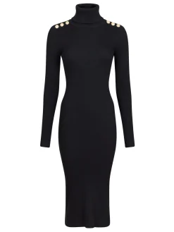New Gold Button Knit Roll Dress Kjoler