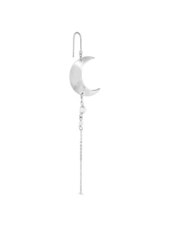 Hot Half Moon Earring with pearl chain Left Øreringe