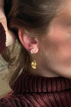 Hook With Goldenenen Refection Moon Earring Right Øreringe