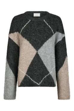 Inga Check Fluff Knit Blouse 165205 Strik|Bluser & Skjorter